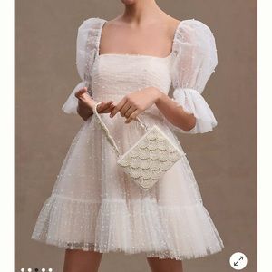 By Watters Macaron Square-Neck Tulle Embellished Mini Dress